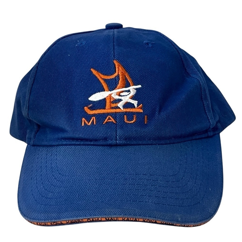 Hawaiian Headwear Embroidered "Maui" Orange White Logo Art Adjustable Beach Cap